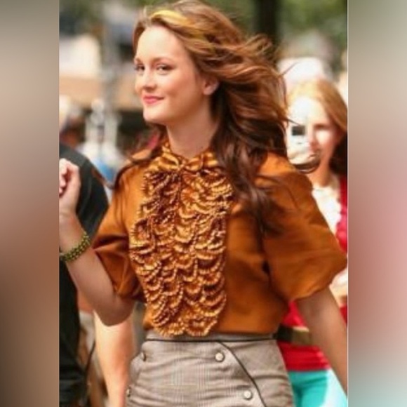 Marc Jacobs Blair Waldorf Leighton Meester Silk Ruffle Bib Short Sleeve Dress XS - Picture 2 of 11